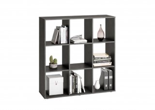 Bibliothèque design carrée MONTPELLIER coloris gris anthracite matera 2 plateaux fixes 9 casiers